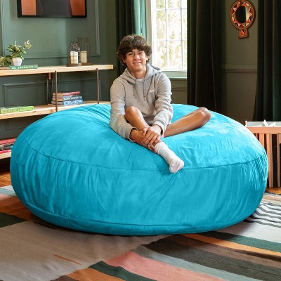 Jaxx 6 Foot Teal Microsuede Bean Bag Chair with Removable Cover