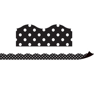 Teacher Created Resources® Magnetic Borders, Black Polka Dots, 24 Feet - 1 of 2