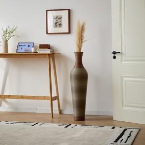 Aukfa 39-Inch Tall Decorative Gray Floor Vase - Classic Artificial Rattan & PVC Flower Holder Vease - 1 of 4