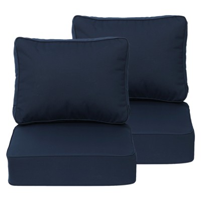 Aoodor Outdoor Patio Chair Cushions Set, Weather-Resistant Sunbrella Fabric Outdoor Cushion with Individual Pocket Springs, Set of 2