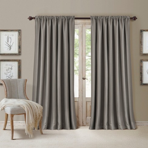 Versailles Faux Silk Room Darkening Single Window Curtain Panel - 52 x  108 - Gold - Elrene Home Fashions