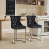 CAVINAS Velvet Bar Stools with Chromed Metal Base Set of 2,Counter Stools with Button Back and Rivet Trim,Kitchen Chairs for Kitchen Island - 2 of 4