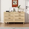 CAVINAS Rattan Dresser with 6 Drawers for Bedroom,Modern Drawers with Metal Pulls for Kids Room,Living Room,Natural/Black/White,51"/59" - 4 of 4