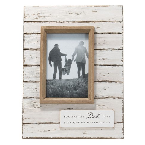 Foreside Home & Garden 4 in. x 6 in. Antique White Dad Wood Decorative Picture Frame