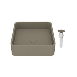 CASAINC 15" Square Concrete Vessel Sink with Pop up Drainer Included - 1 of 4