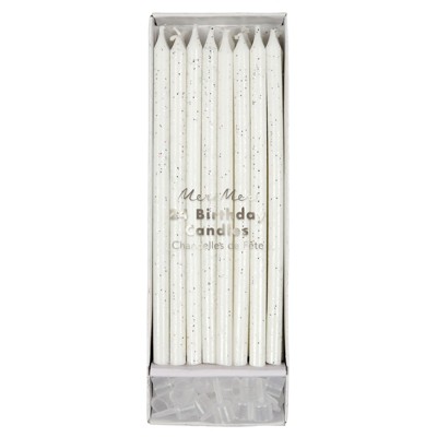 Meri Meri - Silver Glitter Candles - Cake Candles - 24ct