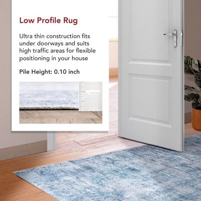 Sustainably-Sourced Blue Abstract 5' x 8' Washable Area Rug
