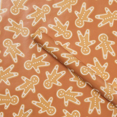 96"x30" Gingerbread Christmas Gift Wrapping Paper Brown - Spritz™