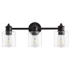 POWLIG 22.44-in 3-Light Black Dimmable Bathroom Vanity Light Vanity with Transparent Lampshade - 2 of 4