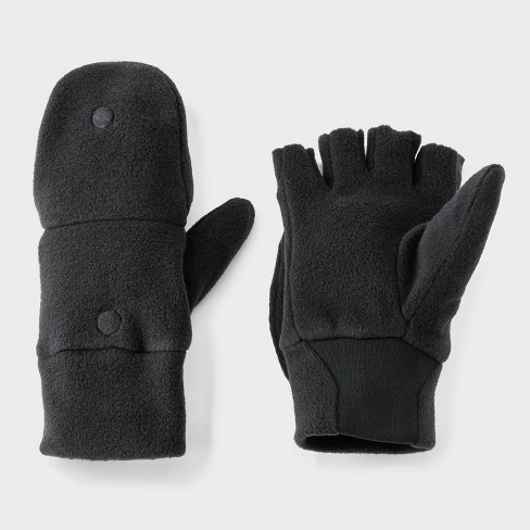 Men s Fleece Flip top Mittens All In Motion Black Target