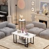 Hooseng 3 PCS Coffee Table Set Rectangle Coffee Table and 2 PCS Round End Tables Metal Frame and Particle Board Tabletop - 4 of 4