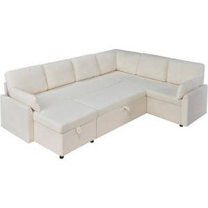 AMERLIFE 2 in 1 Pull Out Sofa Bed with Storage Chaise - 1 of 4