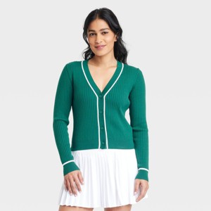 Women's Tipped Ribbed Cardigan - All In Motion™ - 1 of 4