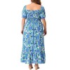 Agnes Orinda Women's Plus Size Floral Short Sleeve Shirred Square Neck Maxi Empire Waist Dresses - 4 of 4