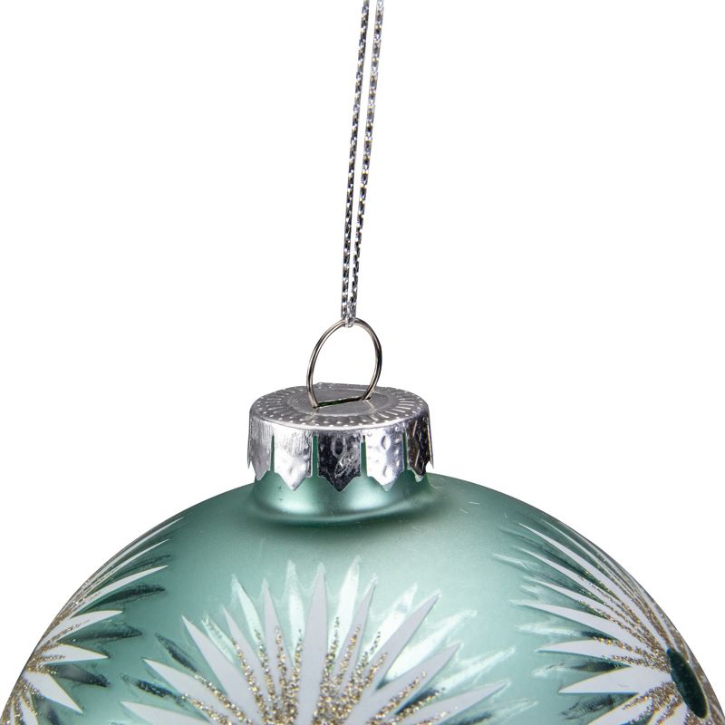 Northlight 4" Glittered Mint Green Starburst Glass Christmas Ball Ornament, 3 of 4