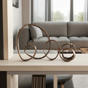 Decorative Object Metal and Aluminum Abstract Looped Rings Metallic Finish for Home or Office - 16" Bronze & Copper - 1 of 4