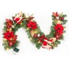 9FT Battery-Operated Christmas Garland - Pre-Lit Warm White LED Lights with Pine Cones, Berries & Balls for Indoor/Outdoor Mantle Decor - 2 of 4