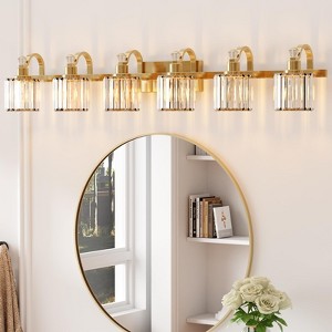 Crystal Gold Bathroom Vanity Light 3/4/5/6 Light Modern Bathroom Vanity Light Fixtures Over Mirror Modern Crystal Vanity Lighting - 1 of 4