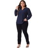 Agnes Orinda Women's Plus Size Hollow V Neck Puff Long Sleeve Loose Dressy Casual Blouses - 3 of 4