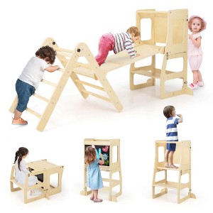 Costway 7-in-1 Toddler Climbing Toy Set with Reversible Ramp Convertible Step Stool Multi-colored/Natural - 1 of 4