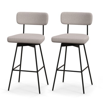 Tangkula 2PCS Swivel Bar Stool 29" Upholstered Bar Height Dining Chair w/ Footrest