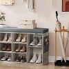 Gray 41 Inches Entryway Shoe Storage Cabinet Bench with 10 Cubbies Shoe Rack with Cushion Adjustable Compartment - 4 of 4