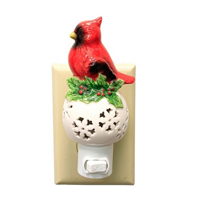 Red Cardinal Merry Holiday 6.5 x 5 MDF Decorative Swivel Plug Night Light 