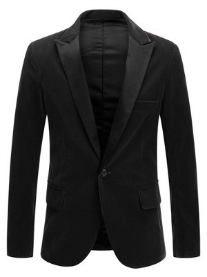 Lars Amadeus Men's One Button Party Prom Tuxedo Velvet Suit Blazer