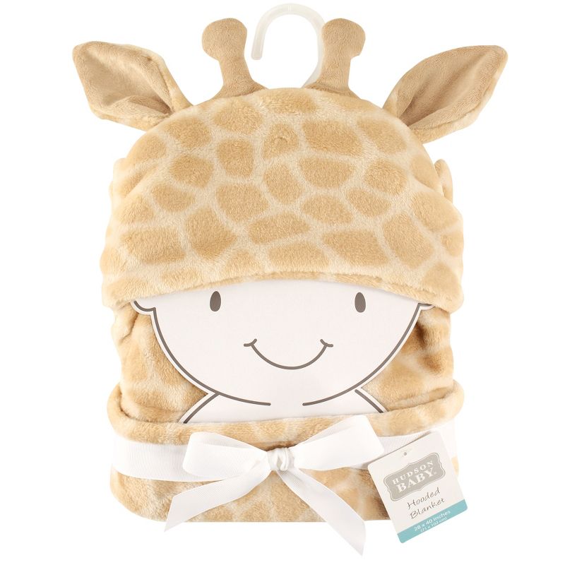 Hudson Baby Infant Hooded Animal Face Plush Blanket, Giraffe, One Size, 2 of 4