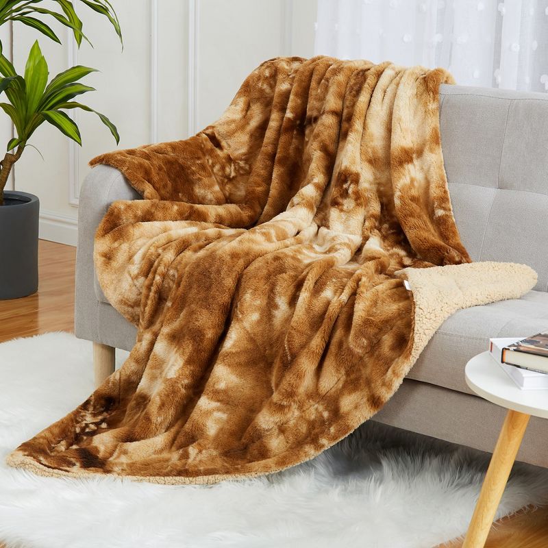 Faux Fur Fleece Throw Blanket for Couch - Thick and Warm Blanket for Winter, 50"x60", 1 of 8