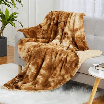 Faux Fur Fleece Throw Blanket for Couch - Thick and Warm Blanket for Winter, 50"x60"