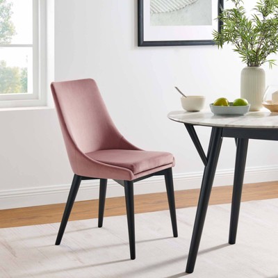 Dusty Rose Velvet & Wood Vintage Modern Dining Chair