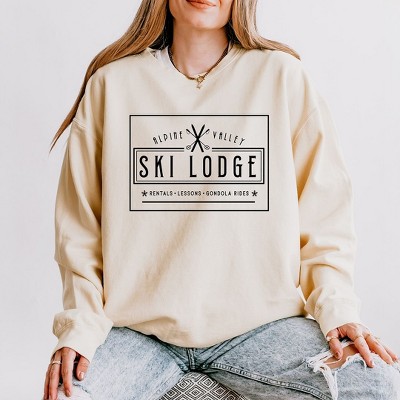 Simply Sage Market Women's Lightweight Garment Dyed Graphic Sweatshirt Alpine Valley Ski Lodge