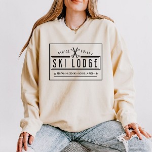 Simply Sage Market Women's Lightweight Garment Dyed Graphic Sweatshirt Alpine Valley Ski Lodge - 1 of 4
