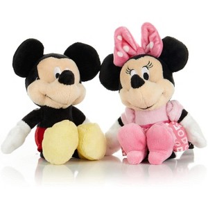 Disney Baby Mickey and Minnie Mouse Stuffed Animal Plush Toy Mini Jingler, 6.5 inches 2 Set - 1 of 4