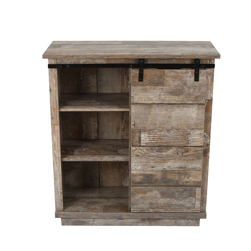 LuxenHome Rustic Wood 4-Drawer 1-Sliding Door Storage Cabinet. Brown, 5 of 12