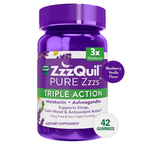 ZzzQuil Pure Zzzs Triple Strength Melatonin Gummies - 42ct : Target