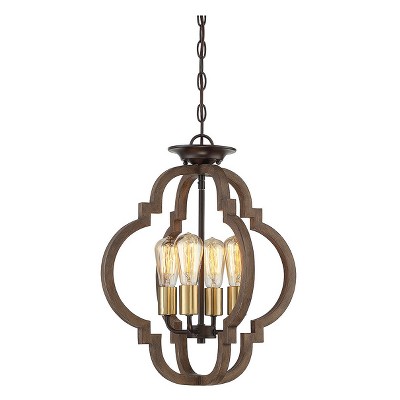 Ceiling Lights Semi-Flush Mount Barrelwood with Brass Accents - Aurora Lighting