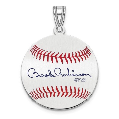 Black Bow Jewelry Sterling Silver Brooks Robinson Signature SM Enamel Baseball Pendant