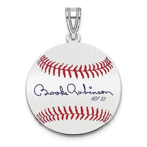 Black Bow Jewelry Sterling Silver Brooks Robinson Signature SM Enamel Baseball Pendant - 1 of 4