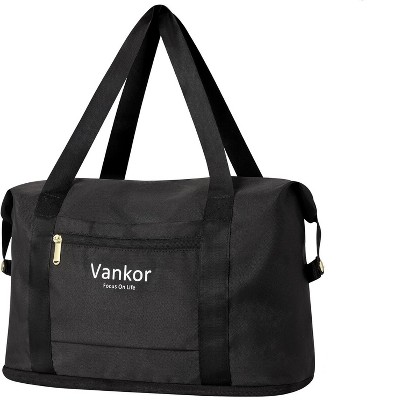 Expandable travel luggage bag, foldable carry on handbag, weekend overnight handbag, Black