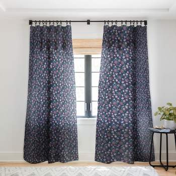 Schatzi Brown Erinn Floral Purple Single Panel Sheer Window Curtain - Deny Designs