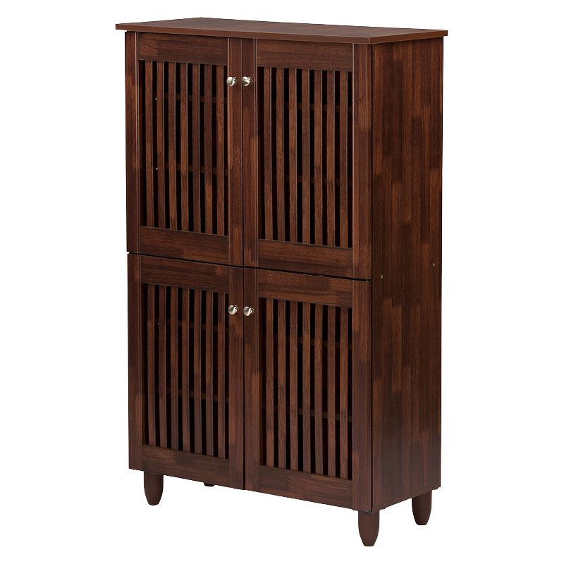 Fernanda Modern and Contemporary 4-Door Wooden Entryway Shoes Storage Tall Cabinet - Oak Brown - Baxton Studio, 1 of 9