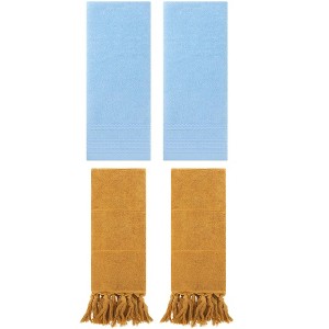 REGALWOVEN 4 Packs Striped and Tassels Hand Towels for Bathroom 14" x 30" - 1 of 4