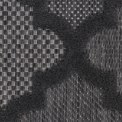 Charcoal Black Moroccan Trellis 7' x 10' Flatweave Area Rug