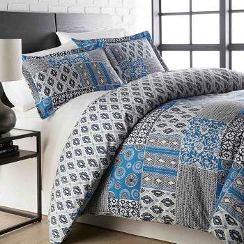 Southshore Fine Living Global Patch Oversized Reversible Duvet Cover Set with shams