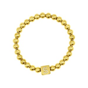 Adornia 14k Gold Plated Initial Cube Stretch Bracelet - 1 of 3