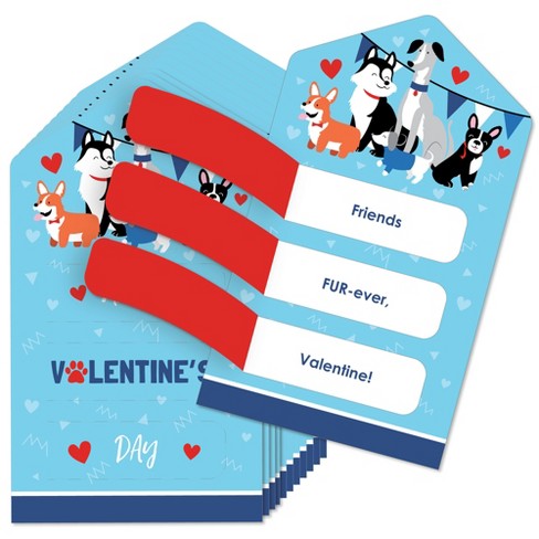 Big Dot Of Happiness Pawty Like A Puppy - Dog Cards For Kids - Happy  Valentine's Day Pull Tabs - Set Of 12 : Target