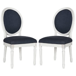 Holloway Oval Side Chair Wood/Navy (Set of 2) - Safavieh , Blue