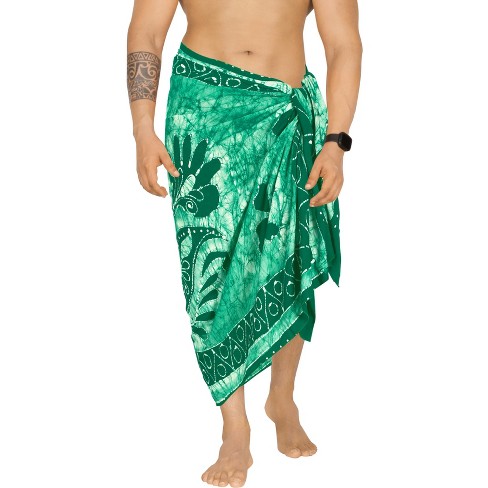 LA LEELA Men's Beachwear Wraps Standard Vacation Dashiki Summer Sarong Full Pareo Beach Wrap for Men One Size Green, Paisley - image 1 of 4